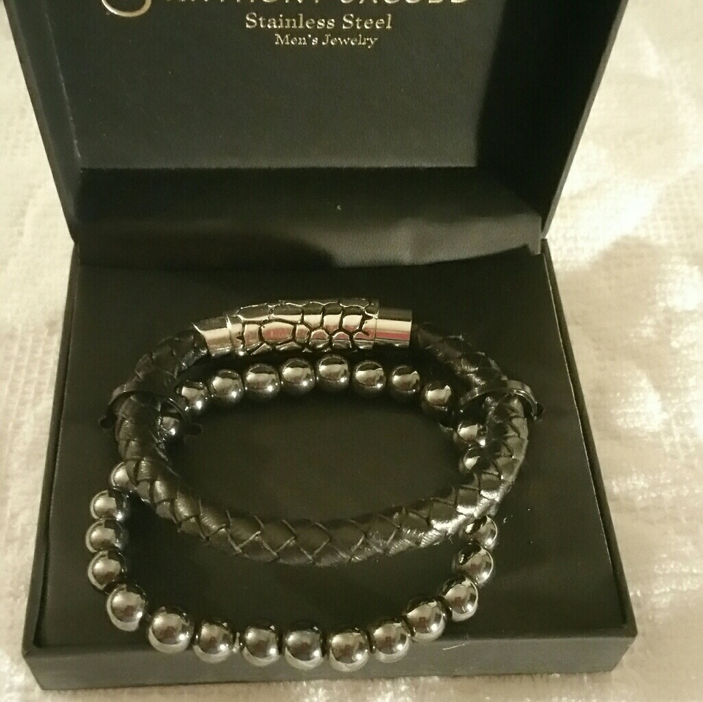 Men's Bracelets - Stainless steel & Hemitite